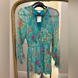 HEMANT & NANDITA Floral Teal Jumpsuit